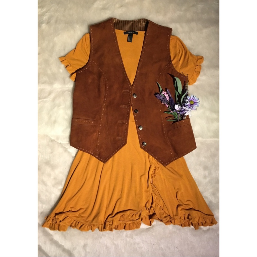 Suede Flower Child Hippie Vest